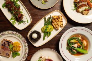 Jugged Hare Spring Menu Asparagus Gull's Eggs Seafood Stew Monkfish Beef Skewer